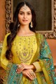 Silk and taffeta Anarkali Suit in Yellow