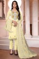 Embroidered Salwar Kameez in Light yellow