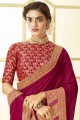 Weaving South Indian Saree in Burgundy