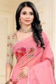 Indian Ethnic Embroidered Saree in Salmon