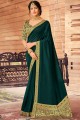 Lace border Silk Gable green Diwali Saree with Blouse