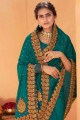 Patch Silk Saree in Dark blue,green with Blouse