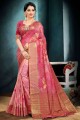 Dark pink Saree in Weaving Cotton