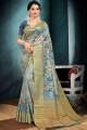 Weaving Cotton Saree in Ash grey with Blouse