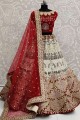Off white Lehenga Choli with Embroidered Cotton Silk