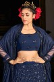 Georgette Lehenga Choli with Embroidered in Navy blue