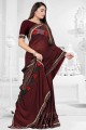 Cocoa bean  Cotton poly Saree with Embroidered