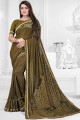 Dirt brown Saree in Cotton poly with Embroidered