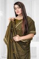 Dirt brown Saree in Cotton poly with Embroidered