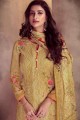 Cotton Palazzo Suit in Mustard yellow with Printed