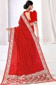 Weaving Jacquard and silk Light red South Indian Diwali Saree with Blouse