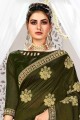 Art silk Stone Thatch green Saree with Blouse