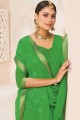 Parrot green Embroidered Saree in Georgette
