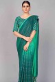 Saree in Deep sea green Silk with Weaving