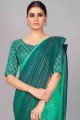 Saree in Deep sea green Silk with Weaving