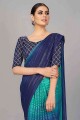 Zodiac blue Saree in Weaving Silk