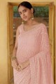 Georgette Saree with Mirror in Peach
