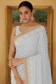 Grey Saree in Georgette with Thread stone with moti