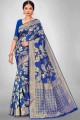 Art Silk Diwali Saree with Weaving in Lemonade Blue