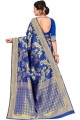 Art Silk Diwali Saree with Weaving in Lemonade Blue