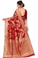 Royal Red Diwali Saree in Art silk with Weaving