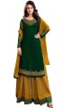 County green Embroidered Sharara Suit in Satin georgette