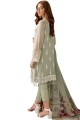 Faux georgette Palazzo Suit with Embroidered in Pale oyster