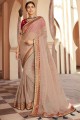 Saree in French beige Silk with Weaving