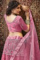 Sequins Net Lehenga Choli in Rose pink with Dupatta