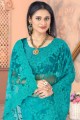 Persian green Saree in Net with Stone with moti