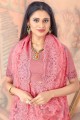 Net Stone with moti Ruddy pink Saree with Blouse