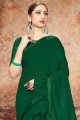 Georgette Lehenga Saree in Sherwood green with Embroidered