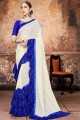 Georgette Lehenga Saree in Pearl white with Embroidered