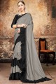 Georgette Embroidered Concord grey Lehenga Saree with Blouse