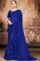 Georgette Lehenga Saree in Blue with Embroidered