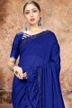 Georgette Lehenga Saree in Blue with Embroidered