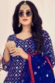 Blue Patiala Suit in Cotton with Mirror