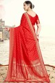 Weaving Designer Banarasi Saree in Red Silk
