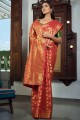 Chiffon Weaving Red Banarasi Saree with Blouse