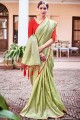 Banarasi Saree in Olive green Banarasi raw silk with Weaving