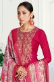 Cotton Embroidered Pink Salwar Kameez with Dupatta