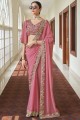 Resham Georgette Saree in Salmon with Blouse