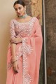 Resham Saree in Peach Silk