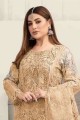 Faux georgette Embroidered Cream Pakistani Suit with Dupatta