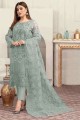 Faux georgette Green Pakistani Suit in Embroidered