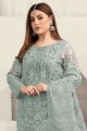 Faux georgette Green Pakistani Suit in Embroidered