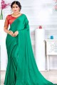 Chinon chiffon Saree in Teal blue with Stone