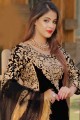 Black Embroidered Pakistani Suit in Velvet