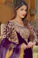 Velvet Embroidered Violet Pakistani Suit with Dupatta