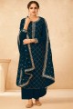 Blue Embroidered Salwar Kameez in Georgette